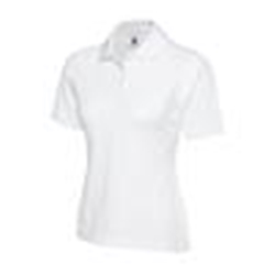 Ladies Uneek Medium Polo Shirt Printed To The Front, Back and Arm - White