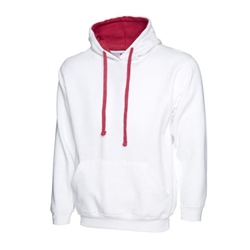 Uneek UC507 Contrast Hooded Sweatshirt White/Fuchsia XL