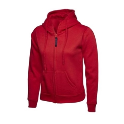 Uneek UC505 Ladies Classic Full Zip Hooded Sweatshirt Red Medium