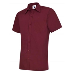 Uneek UC710 Mens Poplin Half Sleeve Shirt Burgundy 17.5