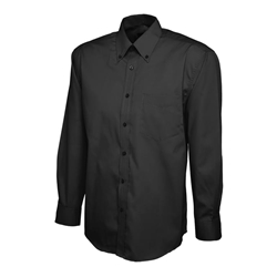 Uneek UC701 Mens Pinpoint Oxford Full Sleeve Shirt Black 14.5