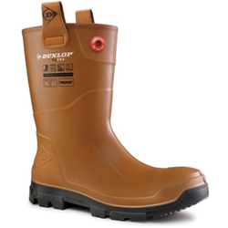 Dunlop Purofort RigPRO Unlined Steel Toe Cap Full Safety Wellington Boot Tan [Size UK 5/ EU 38]