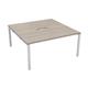 Vivace 2 Person Bench Desk 1400 x 800 - Grey Oak Top and White Legs Ref CB1480COGOWH/2P