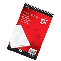 5 Star Office Spiral Notepad Headbound Ruled 80 Sheets A5 White