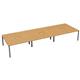 Vivace 6 Person Bench Desk 1200 x 800 - Beech Top and Silver Legs Ref CB1280COBESV/6P