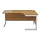 One Cantilever 1600 Crescent Cantilever Right Hand Workstation - L Walnut Top White Legs Ref OSE1612CWSRCLWLW