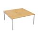 Vivace 2 Person Bench Desk 1200 x 800 - Beech Top and White Legs Ref CB1280COBEWH/2P