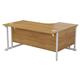 One Cantilever Plus 1600 Crescent Cantilever Left Hand Workstation - Light Walnut Top White Legs Ref OEV1612CWSLCBWLW