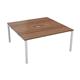 Vivace 2 Person Bench Desk 1600 x 800 - Dark Walnut Top and White Legs Ref CB1680CODWWH/2P