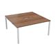 Vivace 2 Person Bench Desk 1200 x 800 - Dark Walnut Top and White Legs Ref CB1280CODWWH/2P