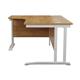 One Cantilever Plus 1600 Crescent Cantilever Left Hand Workstation - Light Walnut Top White Legs Ref OEV1612CWSLCBWLW