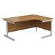 One Cantilever 1600 Crescent Cantilever Right Hand Workstation - L Walnut Top White Legs Ref OSE1612CWSRCLWLW