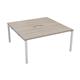 Vivace 2 Person Bench Desk 1400 x 800 - Grey Oak Top and White Legs Ref CB1480COGOWH/2P