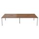 Vivace 4 Person Bench Desk 1600 x 800 - Dark Walnut Top and White Legs Ref CB1680CODWWH/4P