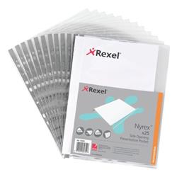 Rexel Nyrex Premium Left Opening Pocket A4 Grey Spine Glass Clear (Pack of 25) 12203