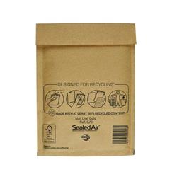 Mail Lite Bubble Lined Postal Bag Size C/0 150x210mm Gold (Pack of 100) MLGC/0