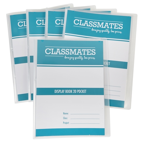 Classmates Display Book, Clear Colour, A4, 20 Clear Pockets [Pack of 5