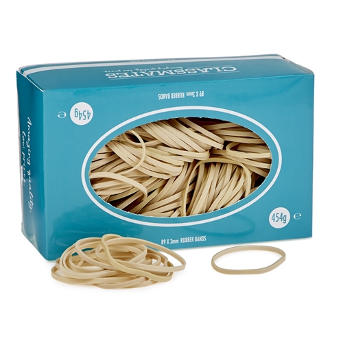 Classmates Rubber Bands, Natural Colour, 454g, 89x3mm (May contain Natural Rubber Latex