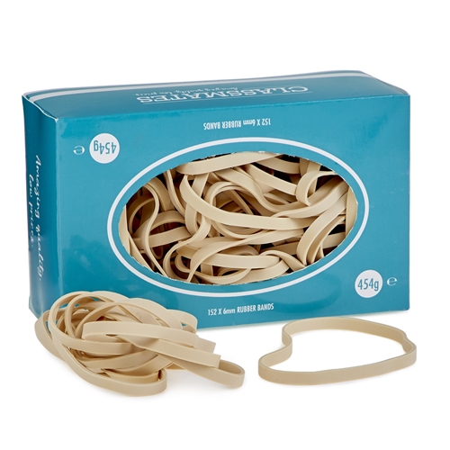 Classmates Rubber Bands, Natural Colour, 454g, 152x6mm (May contain