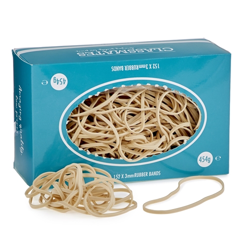Classmates Rubber Bands, Natural Colour, 454g 76x1mm (May contain