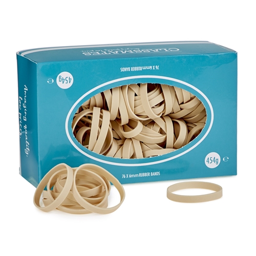 Classmates Rubber Bands, Natural Colour, 454g, 76x6mm (May contain