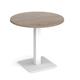 Brescia circular dining table with flat square white base 800mm - barcelona walnut