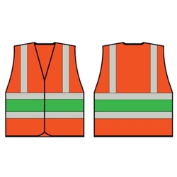 Beeswift High Visibility Orange Vest With Green Band XL