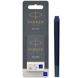 Parker Quink Long Ink Refill Cartridge for Fountain Pens Blue (Pack 5) - 1950403