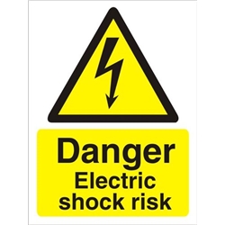 SECO Warning Safety Sign Danger Electric Shock Risk Semi Rigid Plastic 150 x 200mm - W0258SRP150X200
