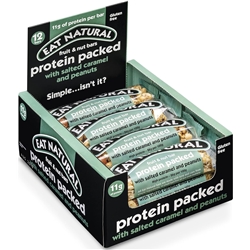 Eat Natural Protein Bars, Protein Packed with Salted Caramel & Peanuts Snack Bars — 12 x 40g