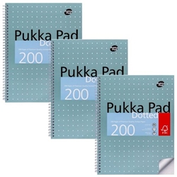 Pukka Pads Metallic Jotta Notepad Wirebound A4 5mm Dotted Grid 4 Hole Punched 200 Perforated Pages Green (Pack 3) - JM018DOT
