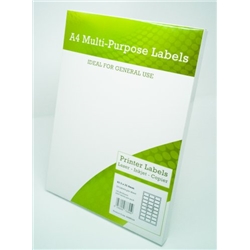 Multipurpose Labels A4 24 Per Sheet 64 x 33.9mm White [Pack 100]