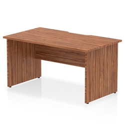 Impulse 1400 x 800mm Scalloped Edge Straight Office Desk Walnut Top Panel End Leg