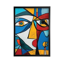 Picasso Face Blue and Red Framed Print A2 16x24 Inches FP1STVCDA3267A2S