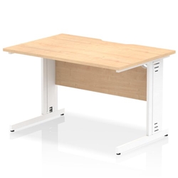Impulse 1200 x 800mm Scalloped Edge Straight Office Desk Maple Top White Cable Managed Leg