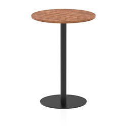 Italia 800mm Poseur Round Table Walnut Top 1145mm High Black Leg