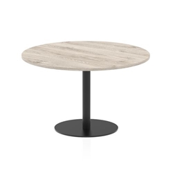 Italia 1200mm Poseur Round Table Grey Oak Top 720mm High Black Leg