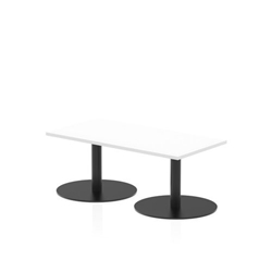 Italia 1200 x 600mm Rectangular Coffee Table White Top 475mm High Black Leg