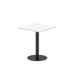 Italia 600mm Poseur Square Table White Top 720mm High Black Leg