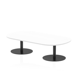 Italia 1800mm Boardroom Coffee Table White Top 475mm High Black Leg