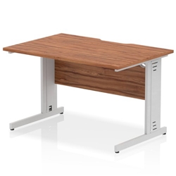 Impulse 1200 x 800mm Scalloped Edge Straight Office Desk Walnut Top Silver Cable Managed Leg