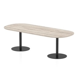 Italia 2400mm Poseur Boardroom Table Grey Oak Top 720mm High Black Leg