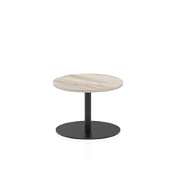 Italia 600mm Round Coffee Table Grey Oak Top 475mm High Black Leg