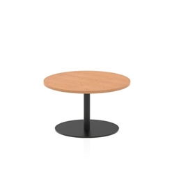 Italia 800mm Round Coffee Table Oak Top 475mm High Black Leg