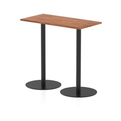 Italia 1200 x 600mm Poseur Rectangular Table Walnut Top 1145mm High Black Leg