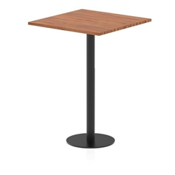 Italia 800mm Poseur Square Table Walnut Top 1145mm High Black Leg