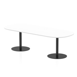 Italia 2400mm Poseur Boardroom Table White Top 720mm High Black Leg