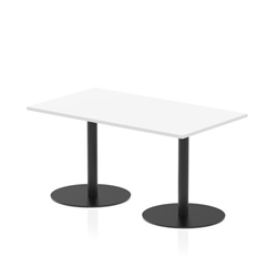 Italia 1400 x 800mm Poseur Rectangular Table White Top 720mm High Black Leg