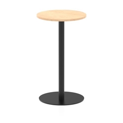 Italia 600mm Poseur Round Table Maple Top 1145mm High Black Leg