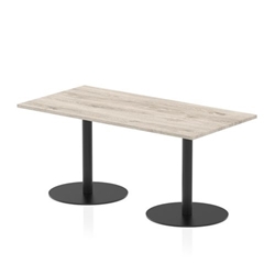 Italia 1600 x 800mm Poseur Rectangular Table Grey Oak Top 720mm High Black Leg